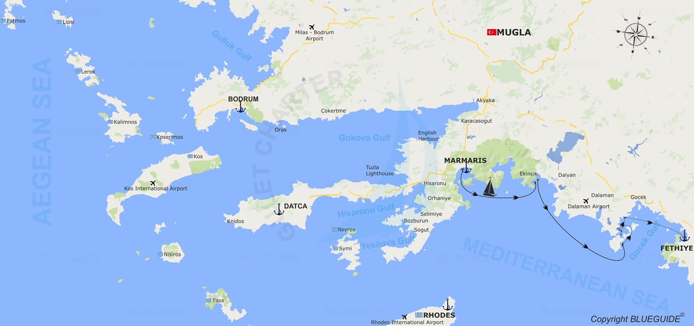 Marmaris Fethiye Route Itinerary - Gulet Charter Official Website Marmaris Fethiye Blue Cruise Route Itinerary